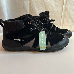 Ashion mens hiking, snow winter walking boot 11.5 suede/leather black/grey EU 45